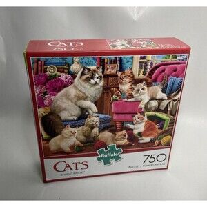 Buffalo Games Cats Sewing Kittens 750 piece puzzle  Complete Crazy Cat Lady